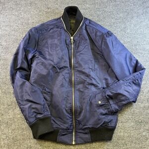 21Men LA Navy Blue Nylon Bomber Jacket Mens Small Full Zip Quilted Lining